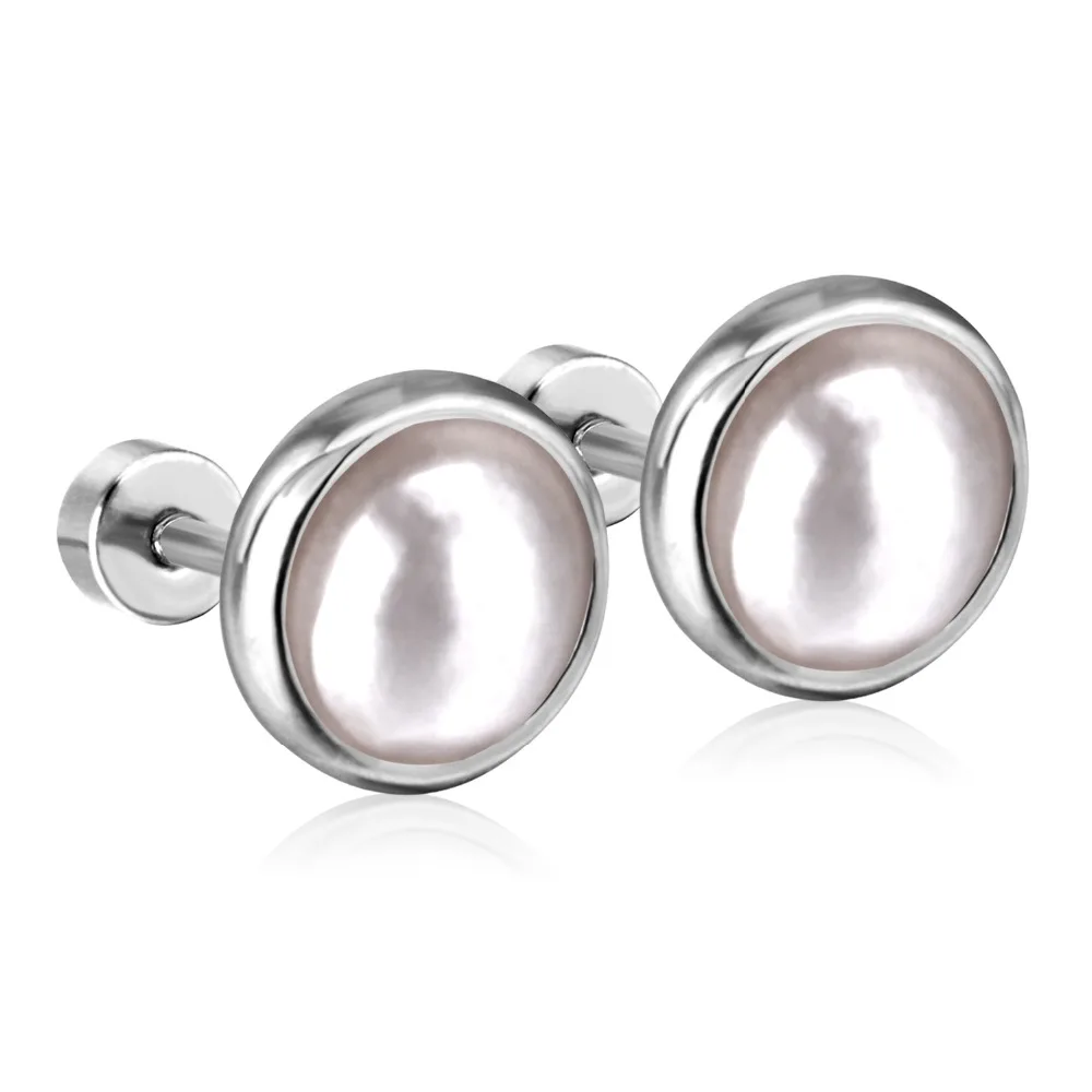 Женские полукруглые серьги гвоздики LUXUSTEEL золотистого/серебристого цвета размер