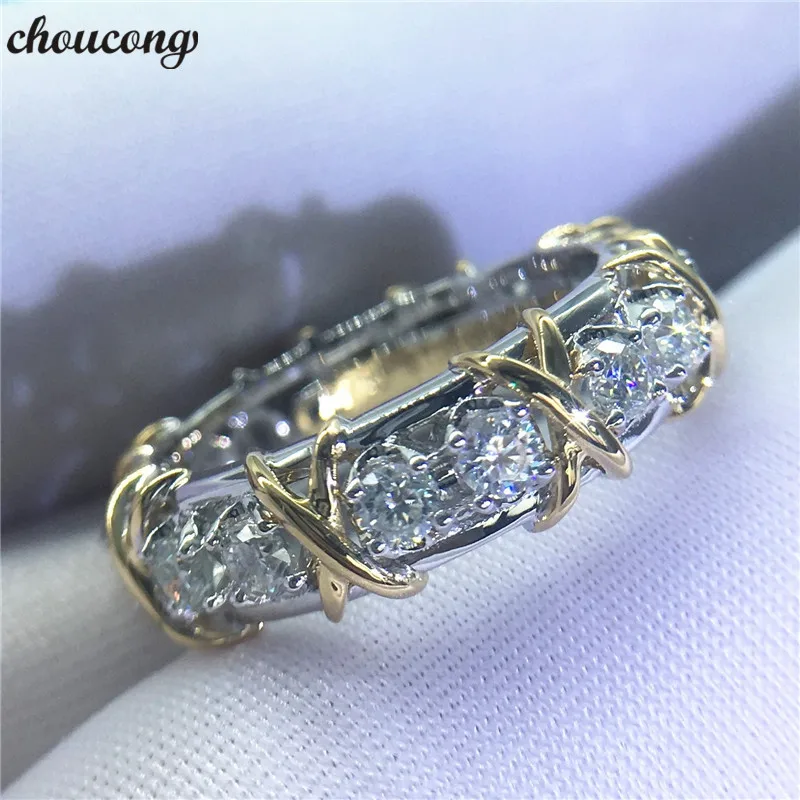 Кольцо на палец choucong Eternity 4 мм AAAAA циркониевый белый желтый золотой цвет для