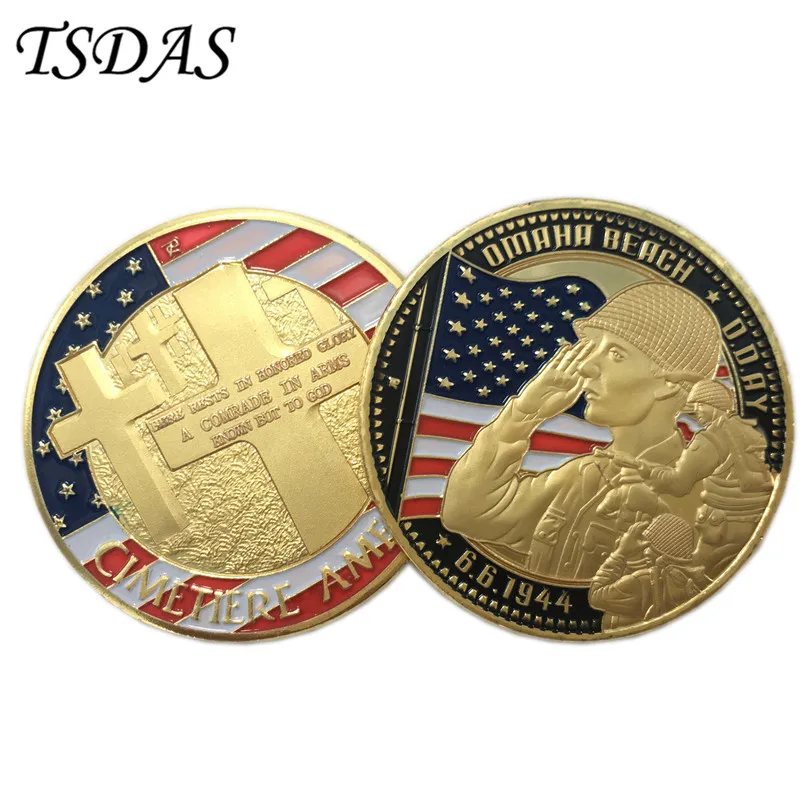 Памятные монеты Омаха пляж памятные США с 24k позолоченная монета 40*3 мм для новогоднего подарка - Цвет: 25
