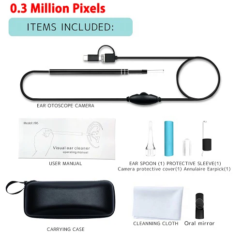 0.3 Million Pixels 3 в 1, эндоскоп для чистки ушей, USB HD, визуальная Ушная ложка, 5,5 мм, мини-камера, Android PC, ушной отоскоп, Бороскоп, инструмент, забота о здоровье - Цвет: 0.3 Million Pixels