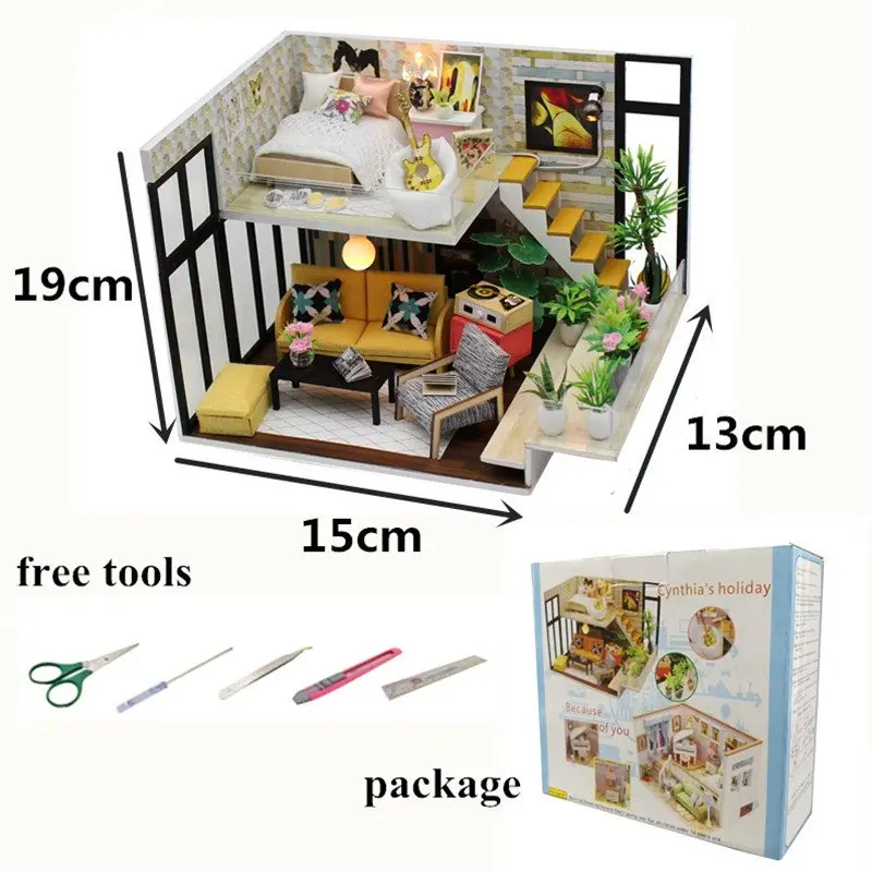 Diy Кукольный дом мебель светильник атюрный набор аксессуары oyuncak bebek evi evler игрушки