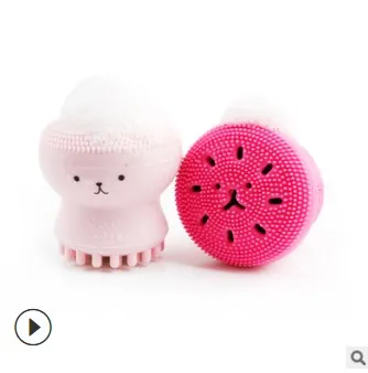 60pcs/lot Double-headed Multi Silicone Jellyfish Facial Brush Soft Baby Octopus Brush Cleanser Mini Skin Care Tools HA521