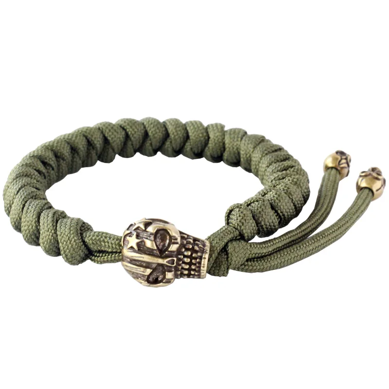 Army Green Стильный QingGear ручной Плетеный Регулируемый Паракорд выживания браслет с черепом аварийного тактический парашют веревка Змея Узел - Цвет: Army Green
