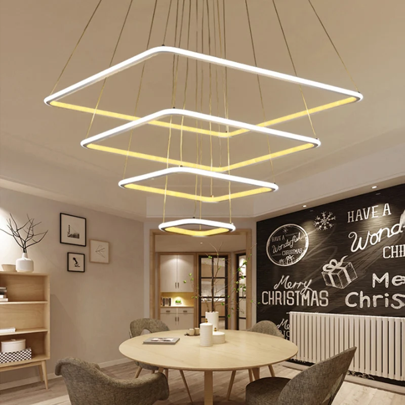 4 кольца новый современный светодиодный Люстра гостиная столовая лампадарио современная люстра лампа AC85