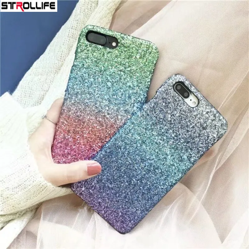 STROLLIFE Модные Красочные градиент блёстки блеск Чехол для iPhone 8 7 Plus 6 6s Роскошные
