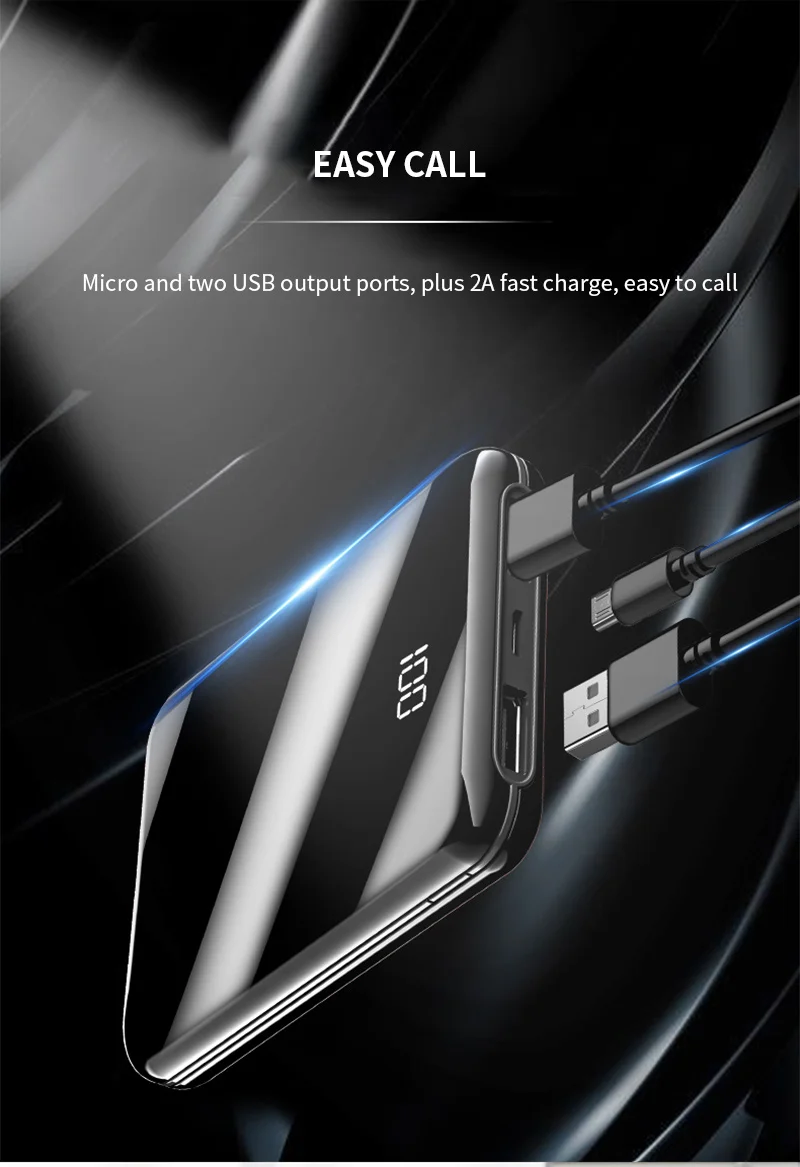SOODOO 12000 мАч Внешний аккумулятор внешний аккумулятор 2 USB светодиодный внешний аккумулятор портативный мобильный телефон зарядное устройство для Xiaomi Mi Iphone 8 X