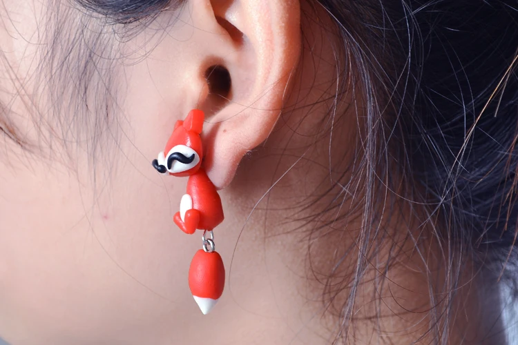 1 пара Новые стереоскопические ручной работы Полимерная глина милые серьги в