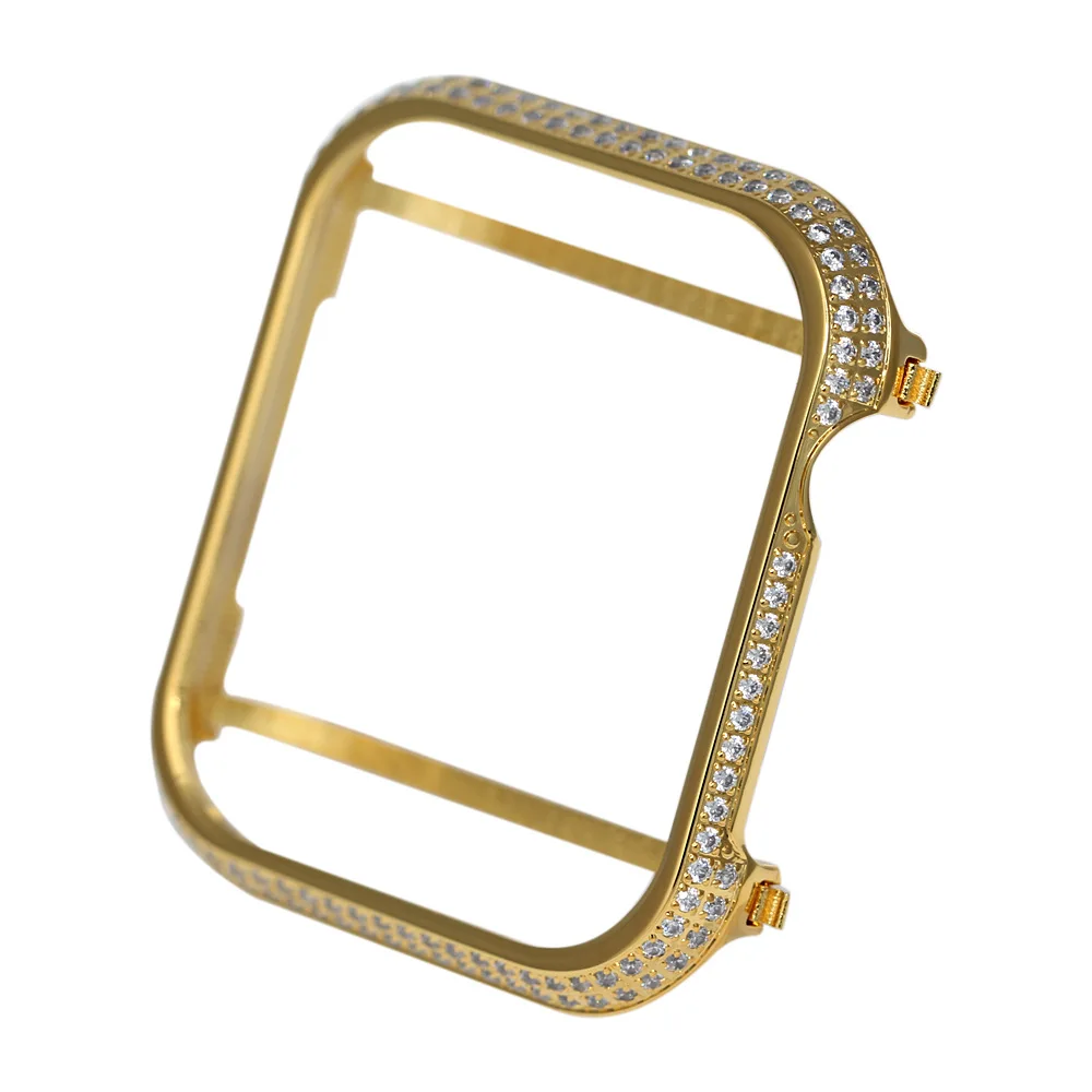 gold bezel Прямая поставка, высокое качество, 44 мм, ободок, ручная работа, инкрустированный стразами, золотой чехол, ободок, совместимый с Apple Watch, серия 4, 40 мм, Apple - Цвет ремешка: gold bezel