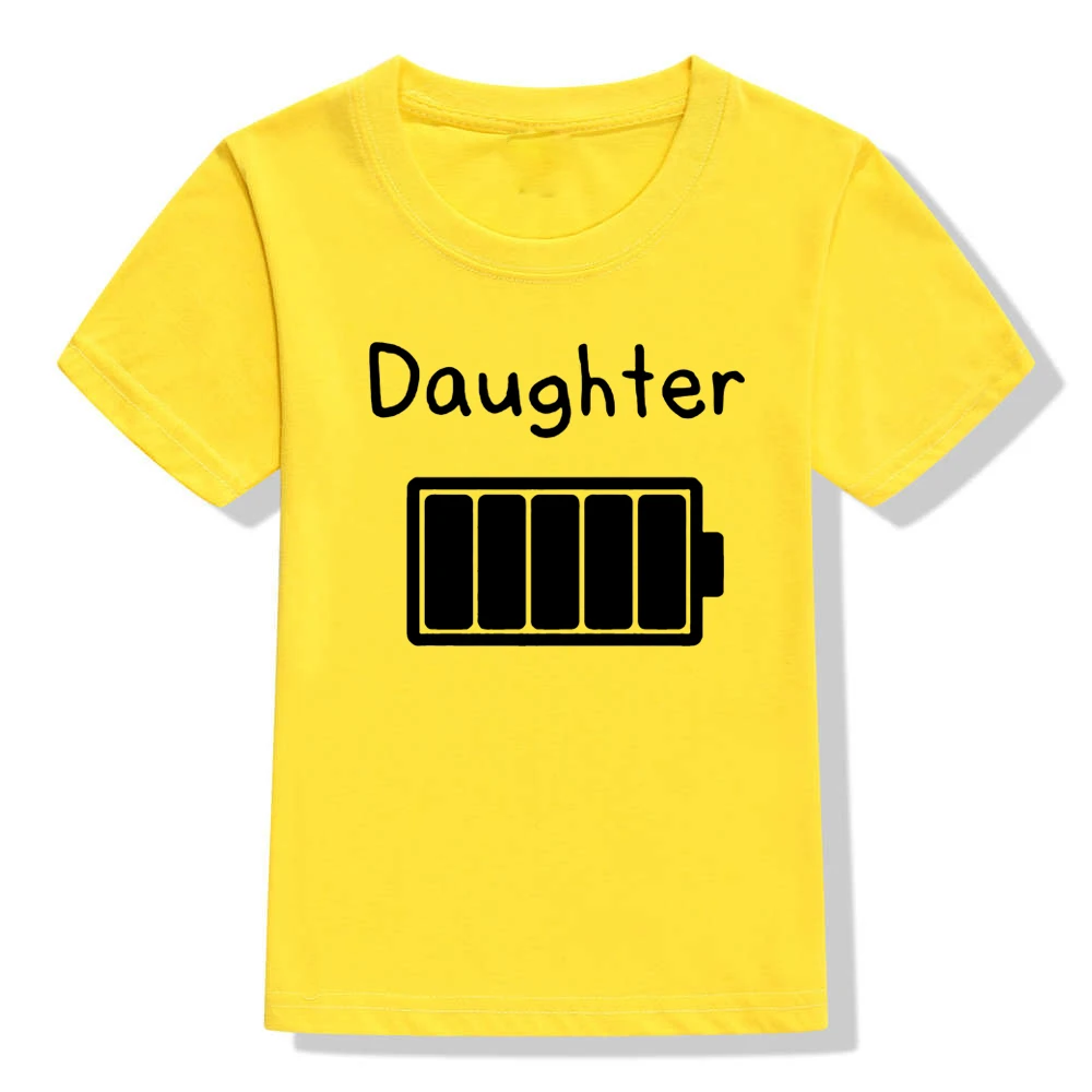 Camiseta de manga corta para ni&ntilde;os y ni&ntilde;as, ropa informal divertida con estampado de bater&iacute;a, cuello redondo, Verano-5