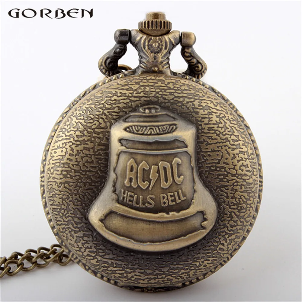 

Bronze Hells Bell Pattern Quartz Pocket Watch Retro Style Exquisite Gifts For Men Or Women With Long Chain Necklace Pendant P290