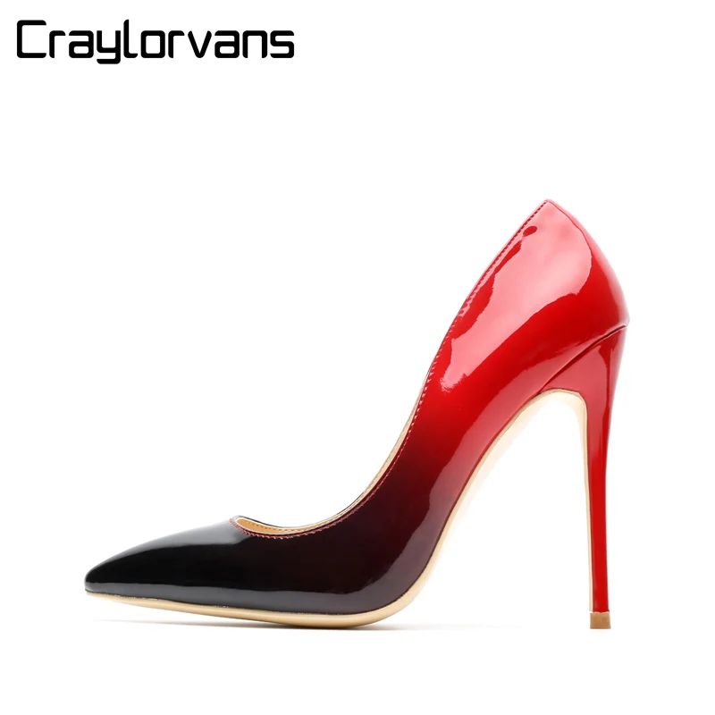 Craylorvans/классические красные и черные двухцветные туфли на высоком каблуке