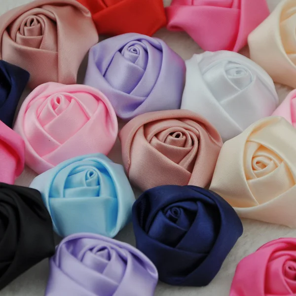 Mix Color 20 шт Большой Атласный милый розовый цветок DIY ремесло Свадебная аппликация много E07 - Цвет: Mix Color