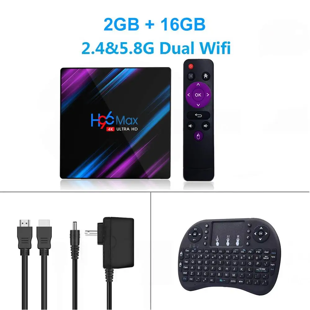 Android 9,0 tv Box H96 MAX Rockchip RK3318 4 Гб ОЗУ 32 Гб 64 Гб ПЗУ 4K Netflix Youtube потоковый медиаплеер LEMADO Smart tv Box - Цвет: 2G 16G normal i8