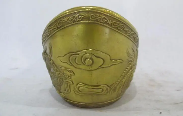 5 &quotКитайская латунная медная счастливая фэн-шуй Дракон Феникс Yuanbao Копилка