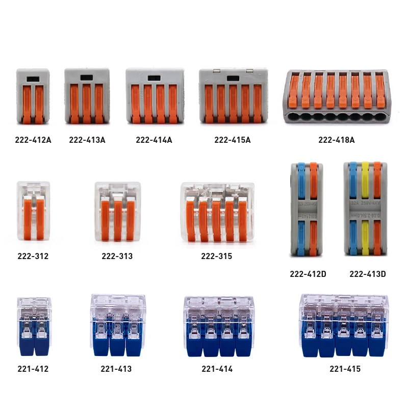 50-100 шт./лот быстрый разъем прочный PCT 222-(412A-415A) 223-(313-315) 222-(412D-413D) Универсальный Компактный проводной разъем