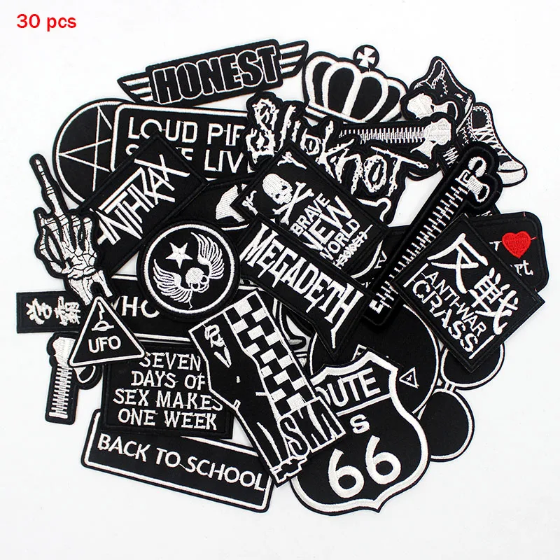 Punkers Motorcycle Riding Letters Patch Black Labels Iron on Badges Stickers Applique for Jacket Jeans Backpack