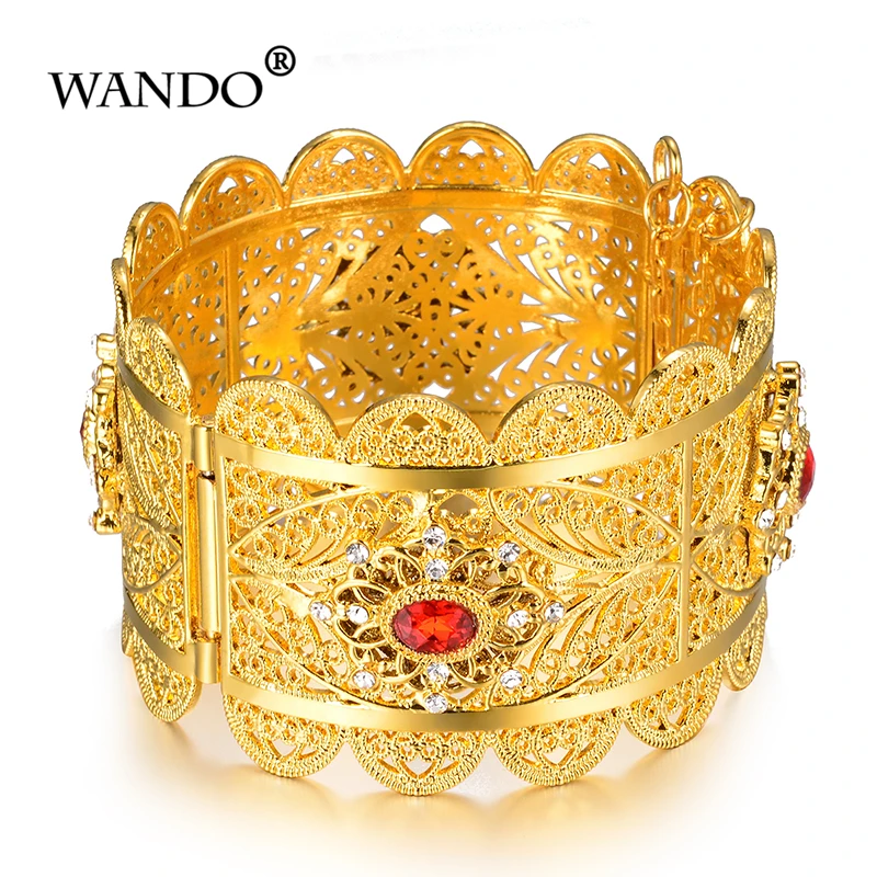 WANDO canopen красные Большие широкие звеньевые браслеты золотого цвета и Дубай