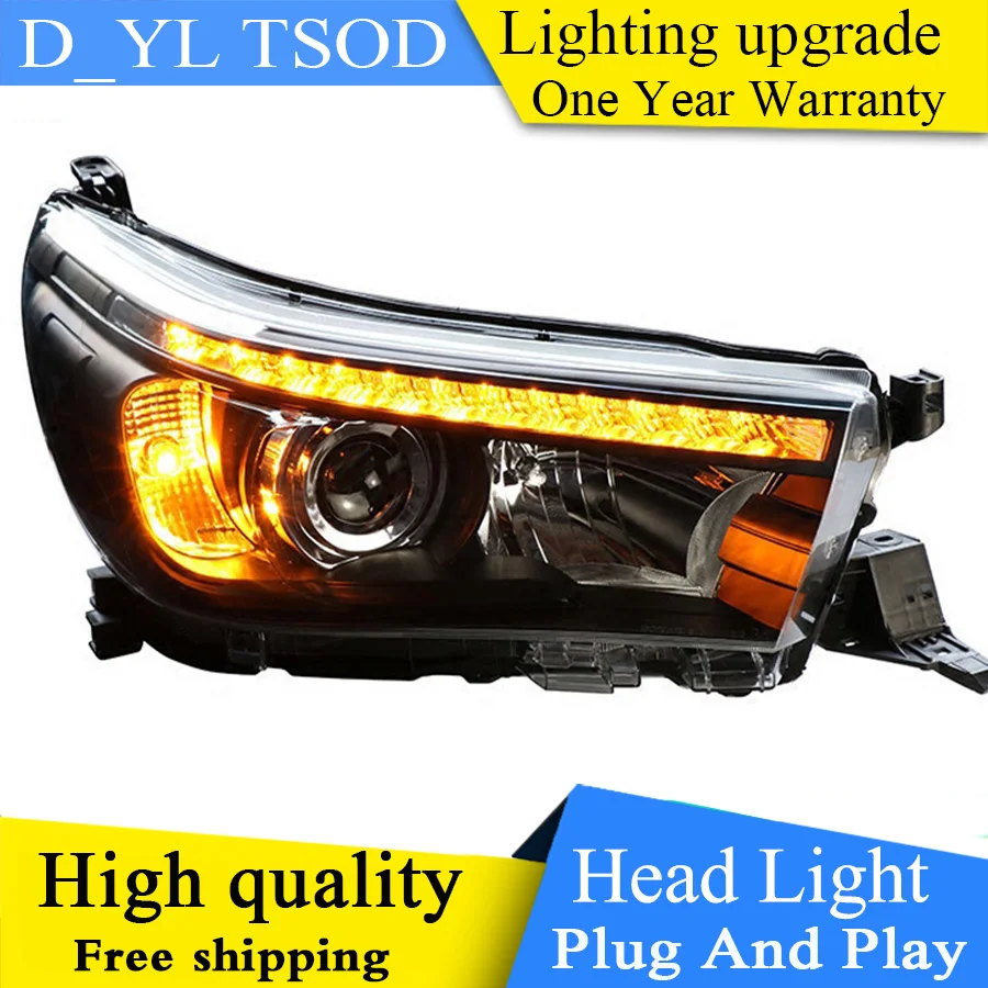 

DY_L car Head lamp for Toyota Revo headlight 2016 2017 Hilux LED headlights Vigo Front light LED DRL H7 Xenon HID lamp