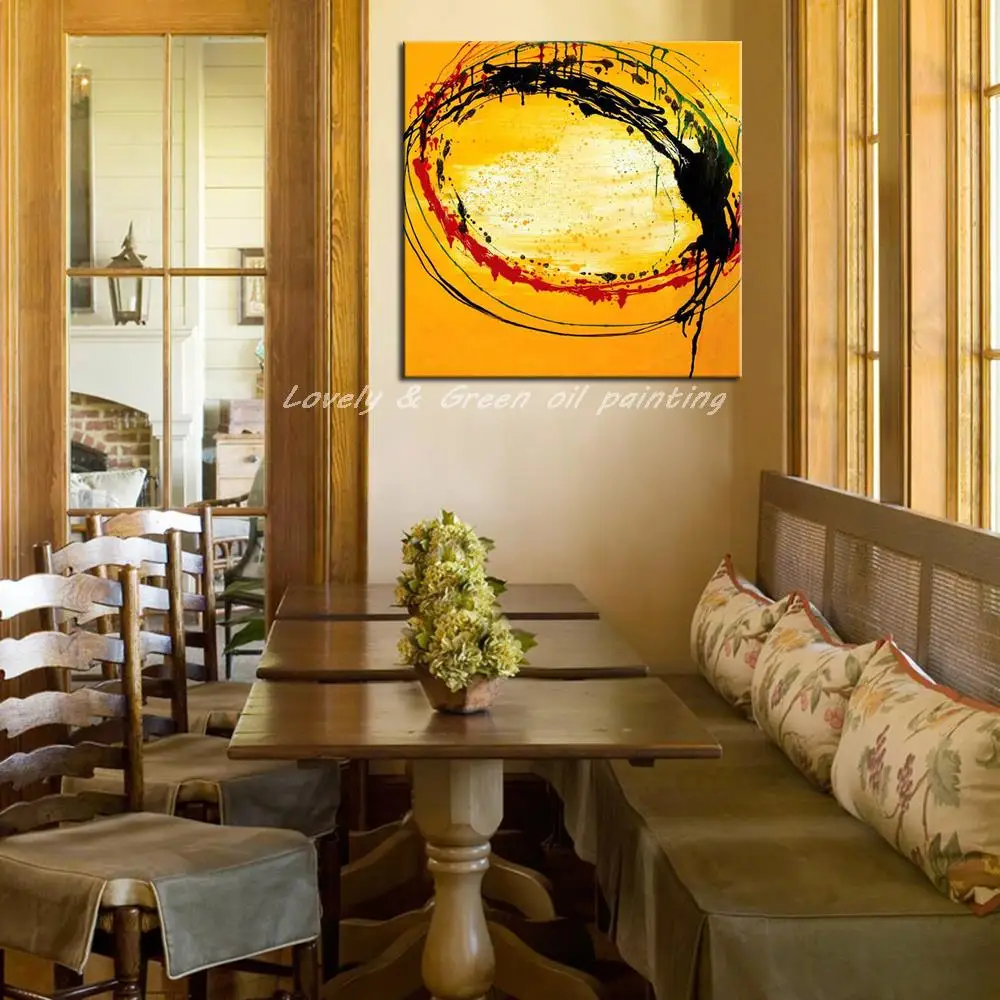 Ручная роспись красный черный желтый картины маслом на холсте украшение дома