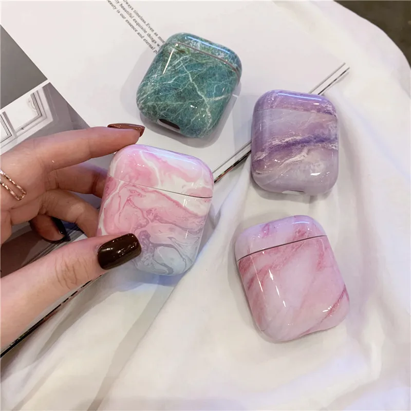 Мраморный чехол для Apple Airpods, чехол, милый чехол для Airpods 2 1, Жесткий Чехол, аксессуары, чехол для наушников, коробка, Bluetooth, чехол для наушников
