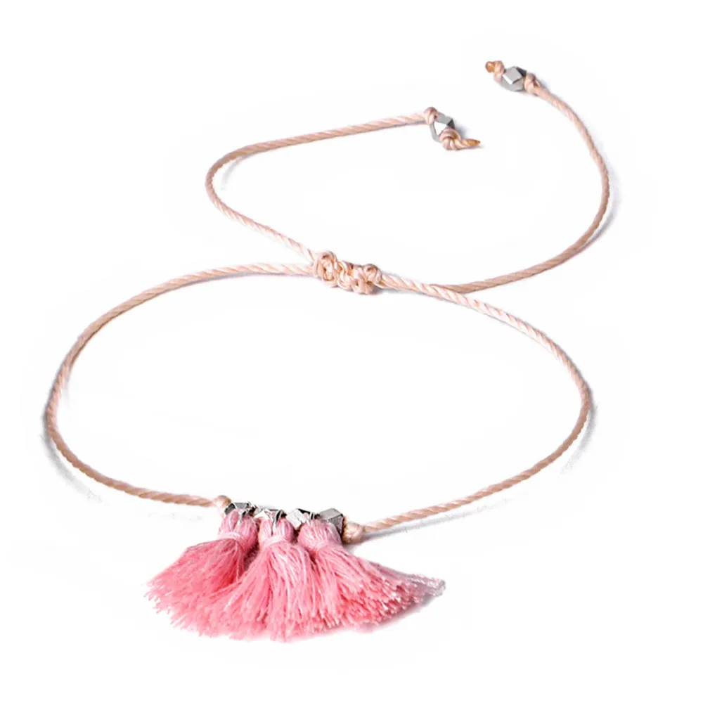 MLING Vintage Multicolor Adjustable Rope Chain Anklet Bohemian Tassel Anklet For Women