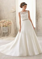 vestido de noiva wedding dresses scoop neck beaded lace backless bride dress whiteivory robe de mariage