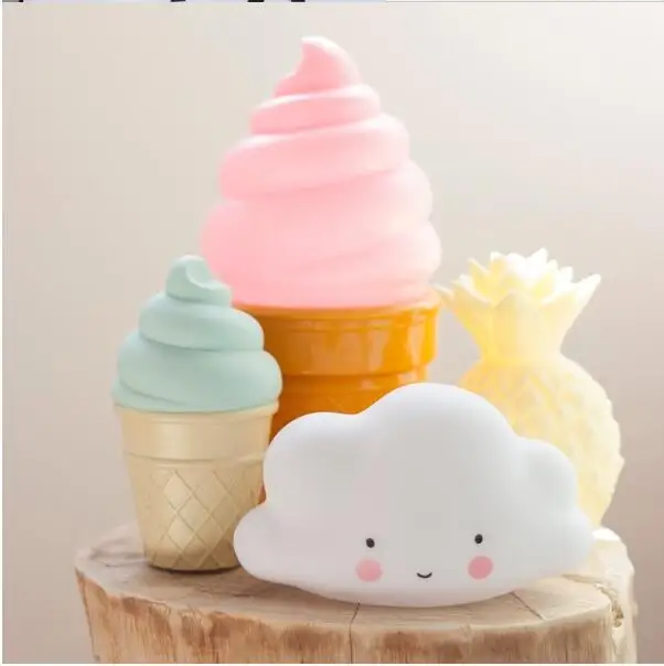LED Night Light Cone Shaped Desk Table Kids Novelty Ice Cream Nightlight 2017 Hot Sale | Дом и сад