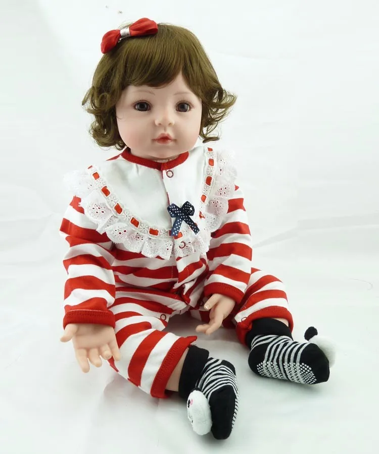 

Популярная Реалистичная Модная Кукла для новорожденных 22 "55 см, мягкая силиконовая виниловая Реалистичная кукла принцессы с вьющимися воло...