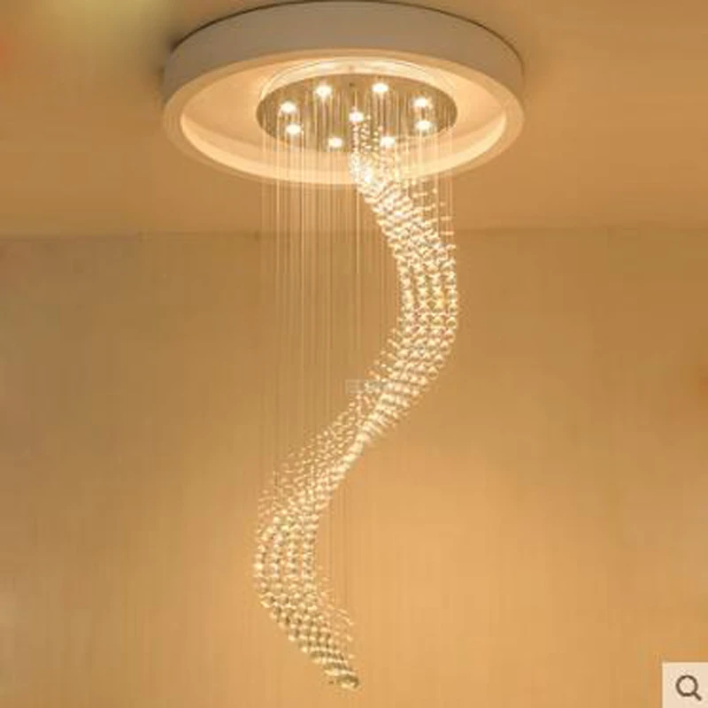 Вращающаяся люстра хрустальная круглая для виллы канделябр гостиная лестница