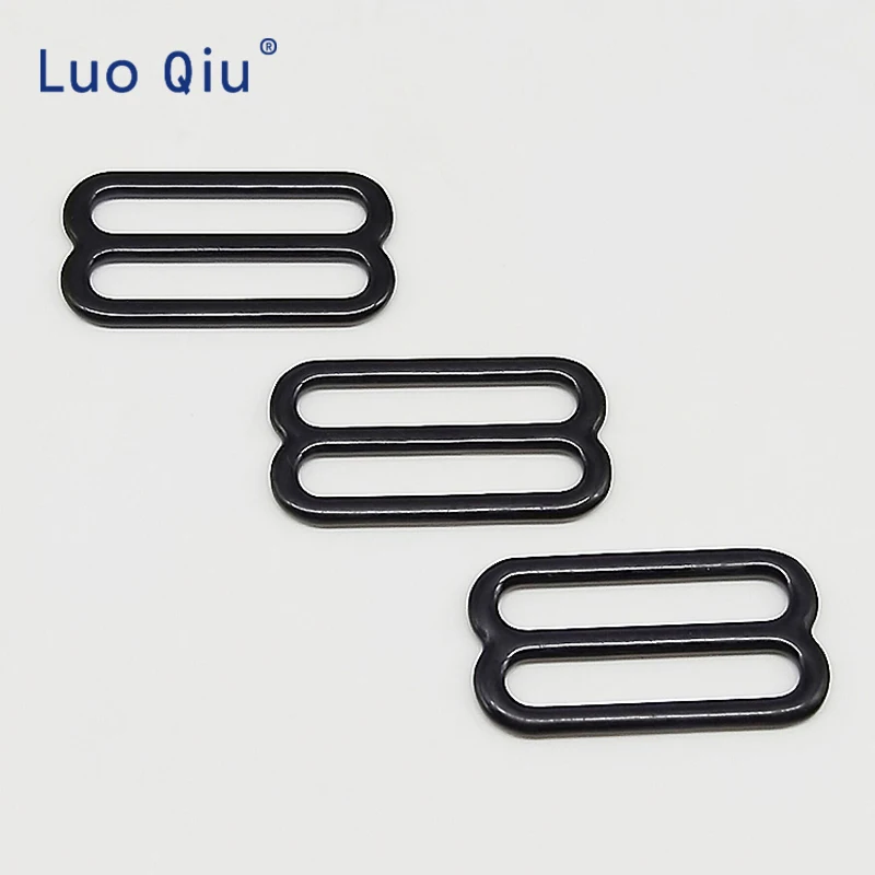 Регулируемые пряжки для бюстгальтера Luo Qiu 25 мм черные 8 металлических и
