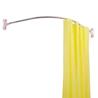 Stainless Steel Bathroom Shower Curtain Rail Suction Cups Curved Arched Shape Bath Curtain Rod Pole Rail 115cm DQ1615-2