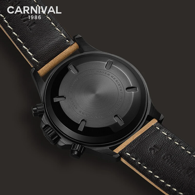 Спортивные мужские армейские часы Carnival T25 Tritium светящиеся водонепроницаемые 30 м с