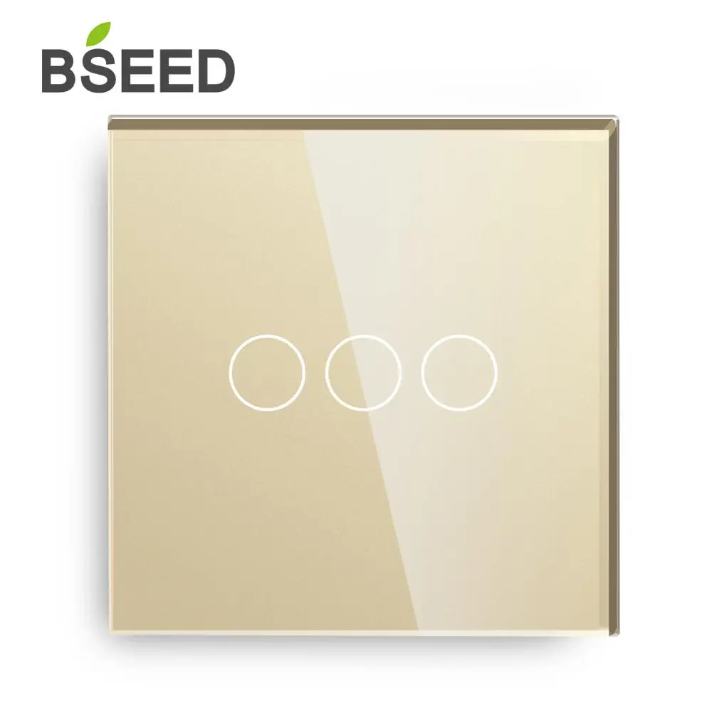 Bseed сенсорный выключатель 2 канала 1 способ сенсорный выключатель света с Стекло Панель черный емкостный сенсорный выключатель ЕС Великобритания США AU Универсальный