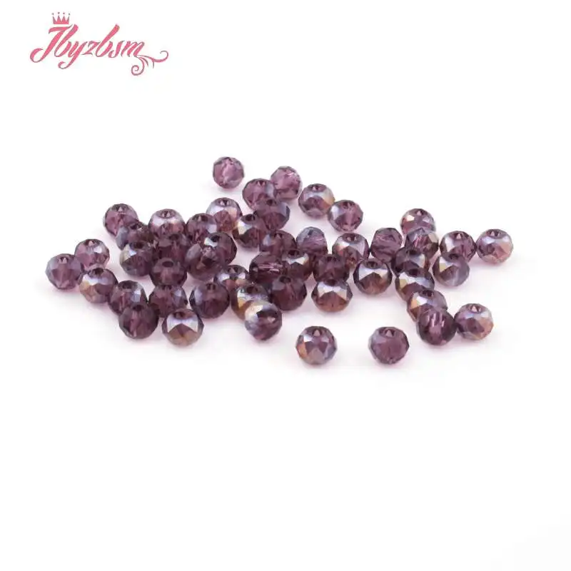 Purple AB Разноцветные 50 шт Австрийские хрустальные стеклянные бусины Rondelle, граненые свободные разделители для самостоятельного изготовления ювелирных изделий, ожерелье, бусины Breaclet 3*4 мм - Цвет: Purple AB