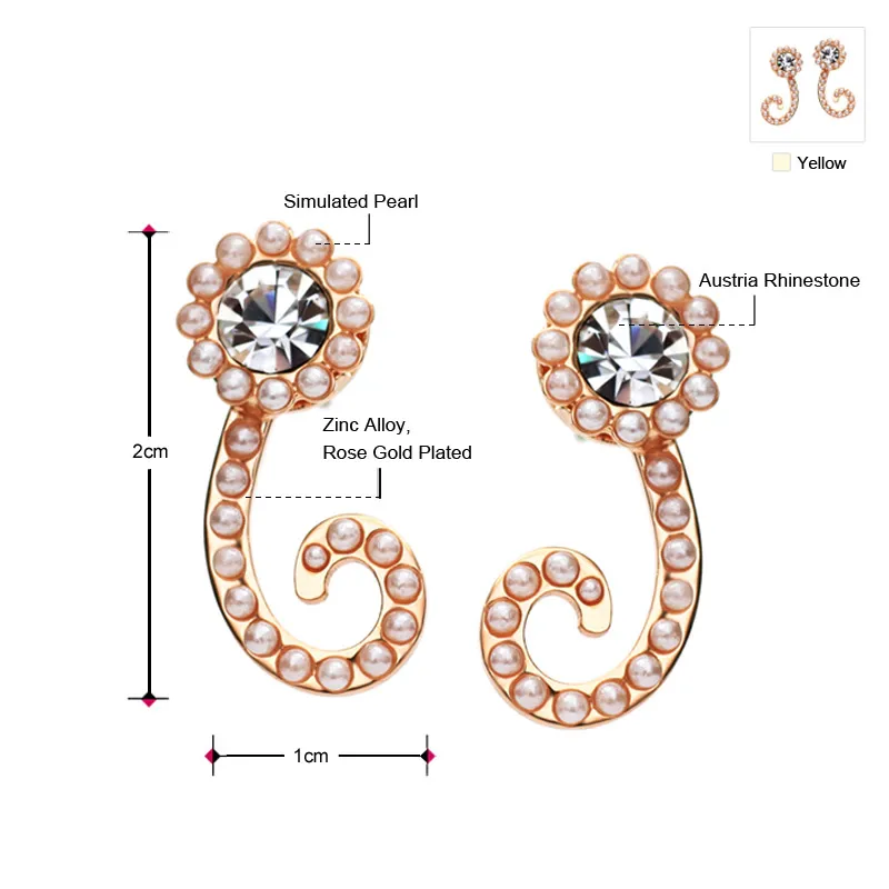 Длинные висячие серьги Neoglory австрийские стразы с искусственным жемчугом