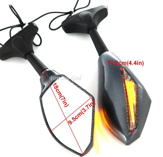 

1 Pair Motorcycle LED Turn Signals Arror Integrated Rearview Mirrors For Suzuki GSXR 600 750 1000 Hayabusa sv650s