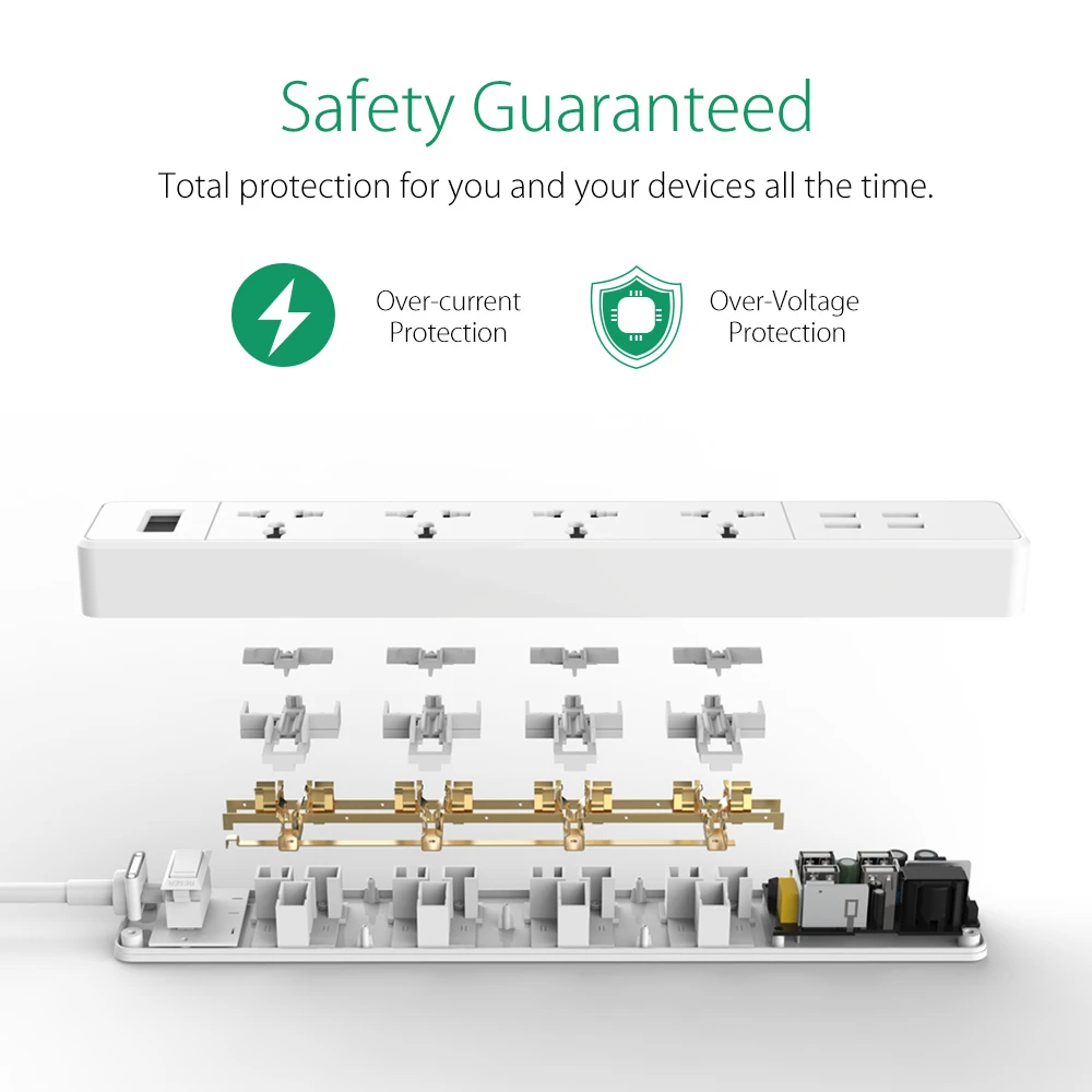 Защитный фильтр от перенапряжения ORICO для домашнего офиса ЕС/США с 4 USB зарядными