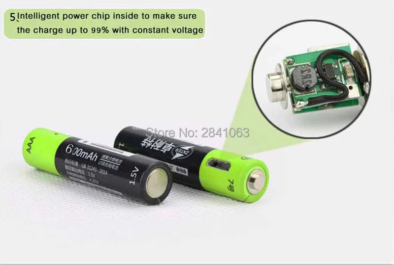 4 шт. ZNTER 1,5 V AAA usb Батарея 600mAh 900mwh литий-полимерная литий-ионная аккумуляторная батарея не включает usb-кабель