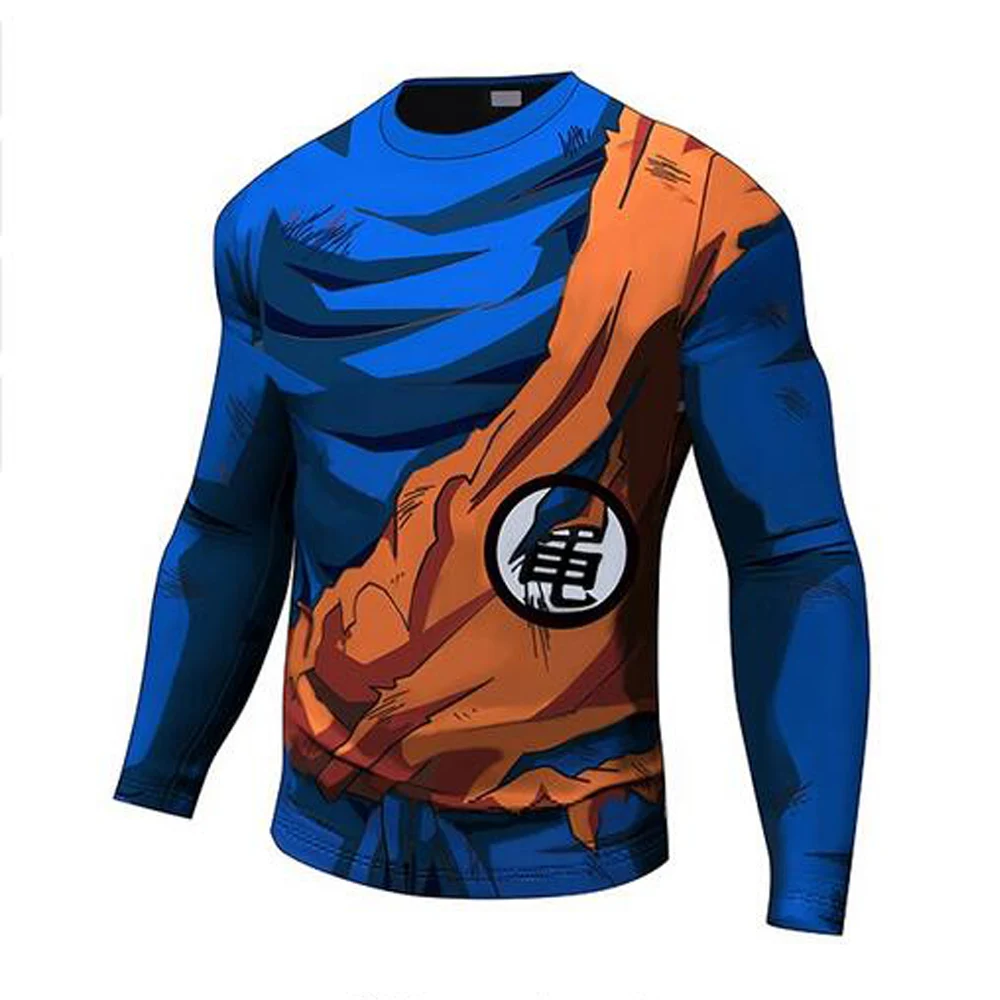 Футболка мужская с длинным рукавом короткий компрессионный топ аниме принтом