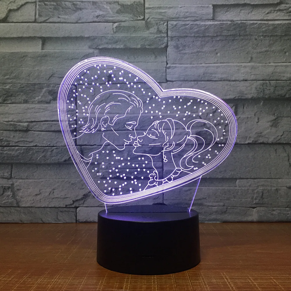 С надписью I LOVE YOU Сладкий Любовник Сердце 3D светодиодный USB лампа Романтические