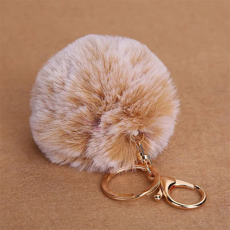 Любовь пушистый кролик Мех аниме мяч брелок Кольца кулон милый помпон