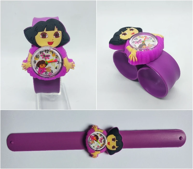 Dora- purple Женские часы в стиле принцессы русалки с героями мультфильмов, детские часы, браслет с цифровым циферблатом, детские Студенческие часы для девочек, резиновые кварцевые часы - Цвет: Dora- purple