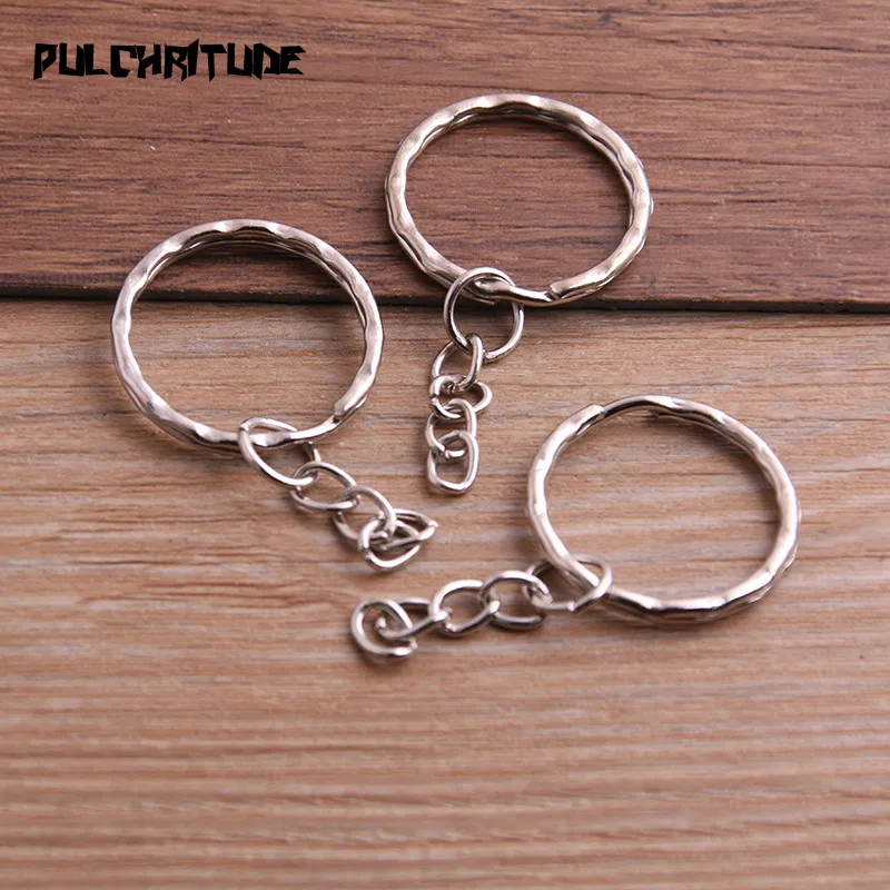 Pulchrode 10 шт. 3 стиля брелок для ключей 2 цвета покрытый 30-50 мм Длинный круглый раздельный брелок для ключей оптом P6682
