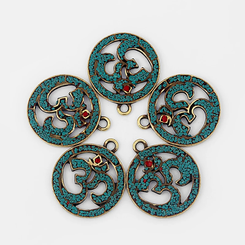 

3pcs Colorful Enamel Clay Round Carve OM Yoga Silde Spacer Pendant Fit DIY Jewellery Making Findings