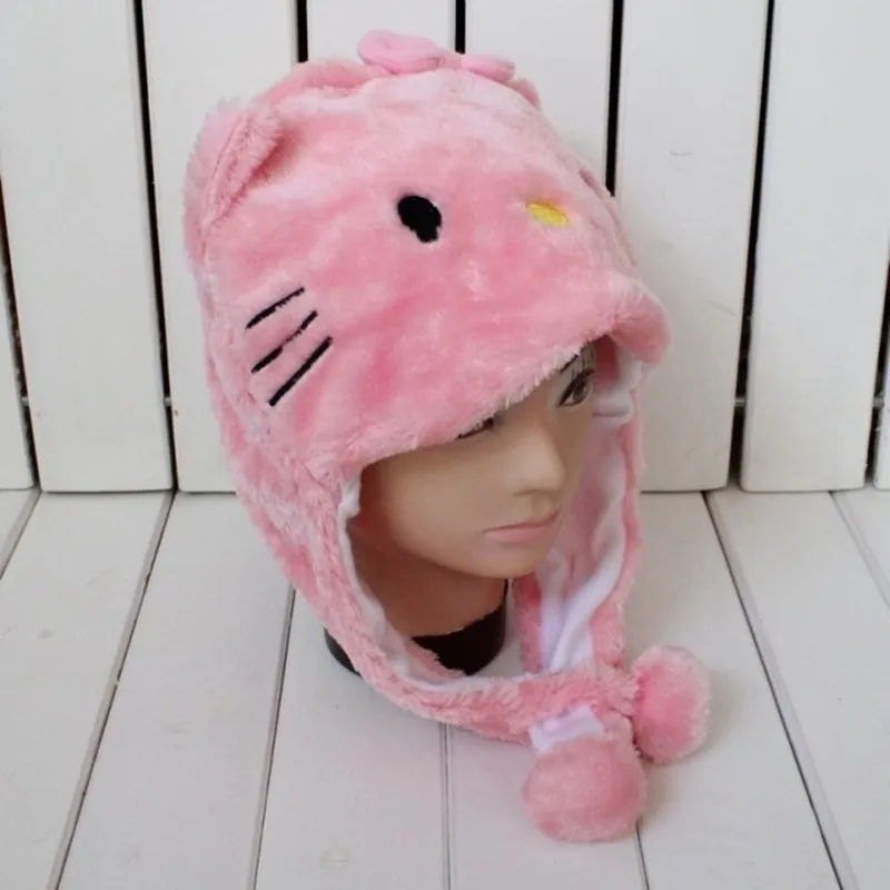 Beanie beanie Мультяшные животные со шляпами-белая Китти розовая шляпа с бантом Детские шапки> Skullies& Beanies