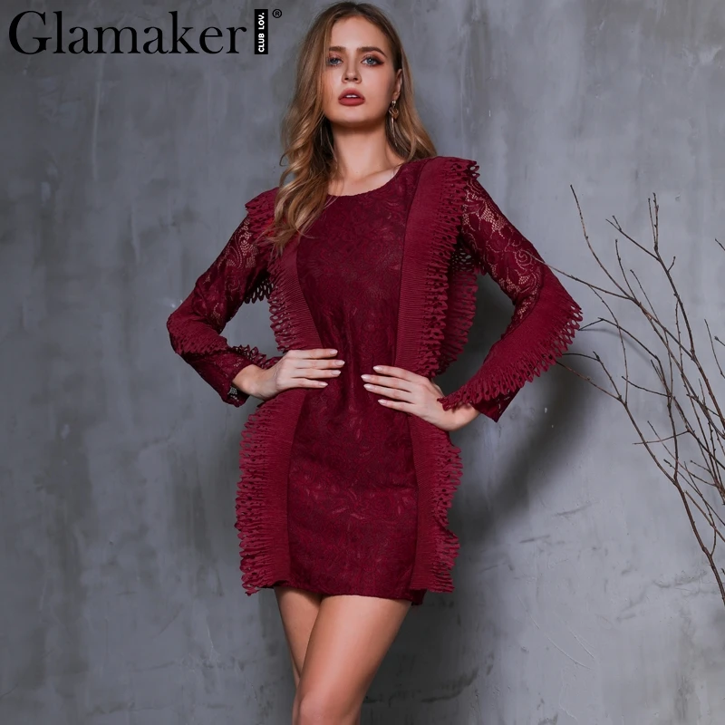 Женское винтажное Прозрачное платье Glamaker Осеннее облегающее элегантное с