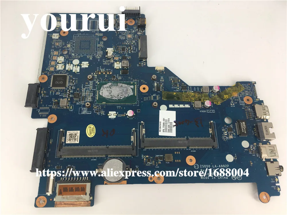 Для HP 15 R серии R137WM Материнская плата ноутбука 775395 501 LA A992P i3 4005U 1 7 ГГц Процессор 100%
