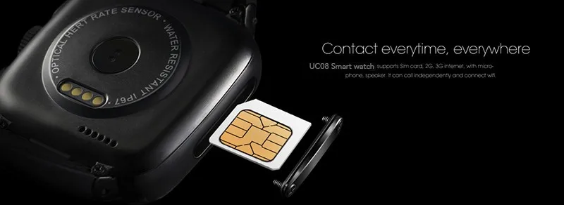 Uc08 Smartwatch 1.54 дюймов Android 4.4 MT6572A 512 МБ + 4 ГБ смарт часы с сим wifi Bluetooth|watch chronograph|watch video on