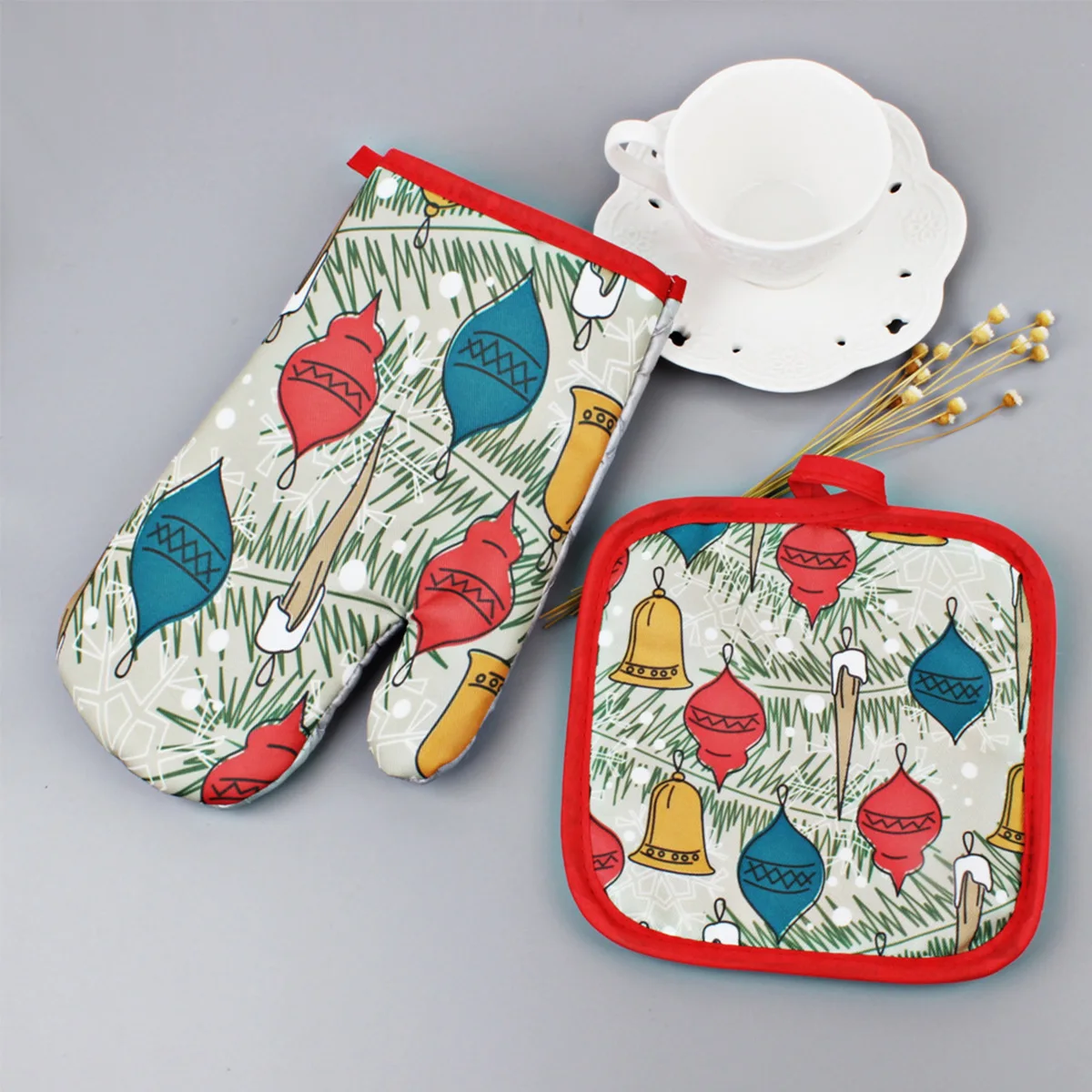 Перчатки для микроволновой печи Санта-Клаус перчатки для выпечки Potholder 2 шт. полиэфирные рукавицы для духовки и Прихватки для барбекю Прихватки для кухонной духовки