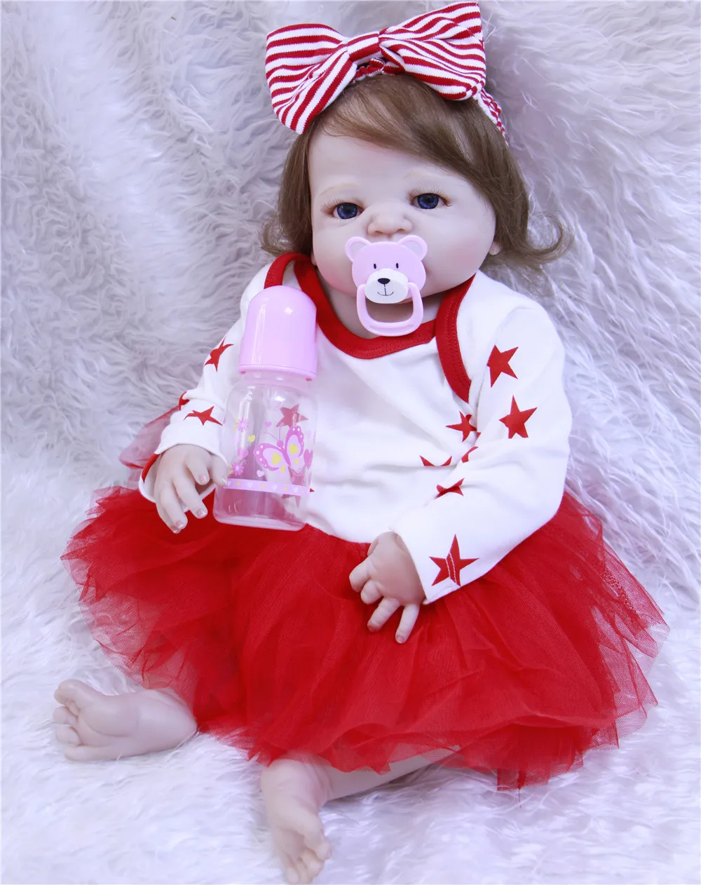 Полностью силиконовые куклы reborn GIRL 23 &quot57 см укорененные волосы bebe-reborn menina